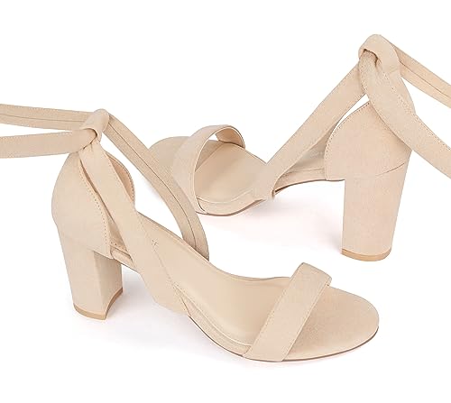 Carcuume Lace Up Heels 3 Inch Strappy Heels,ELLY-CC2