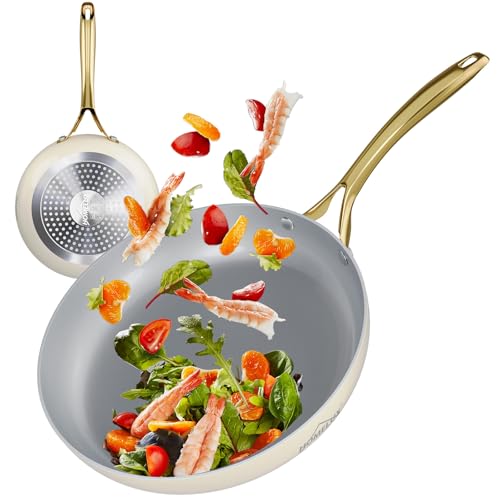 HOMELUX Sartén de 24 cm, sartén de cerámica, antiadherente, apta para todo tipo de cocinas, resistente a los arañazos, resistente al calor hasta 280 °C, aluminio con mango de acero inoxidable