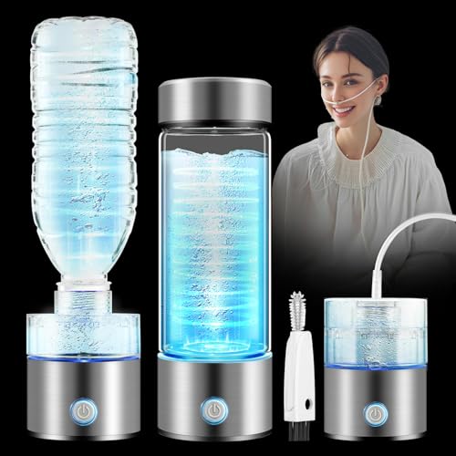 IUHFSIFS Botella de agua de hidrógeno 3 en 1 4.0 mejorada【Certificación SGS, contenido de hidrógeno 3000PPB】【0 cloro, 0 ozono y 0 metales pesados】Botella de agua de hidrógeno con dispositivo de