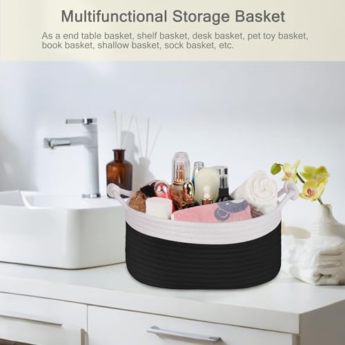 Image of Small Empty Gift Basket with Bag & Ribbons, White & Black