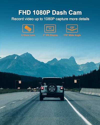 WeBeqer Dashcam Avant,1080P FHD Camera Embarquée Voiture,3" IPS Écran Camera Voiture Con 176° Wide Angle,G-Capteur,Vision Nocturne,WDR,Mode Parking,Détection De Mouvement and Enregistrement en Boucle