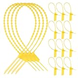 TOMETURE 50pcs Waterproof Yellow Plastic Shipping Tags with Zip Ties, Writable Cable Tie Labels for Logistics, Industrial Packaging, and Secure Luggage Identification