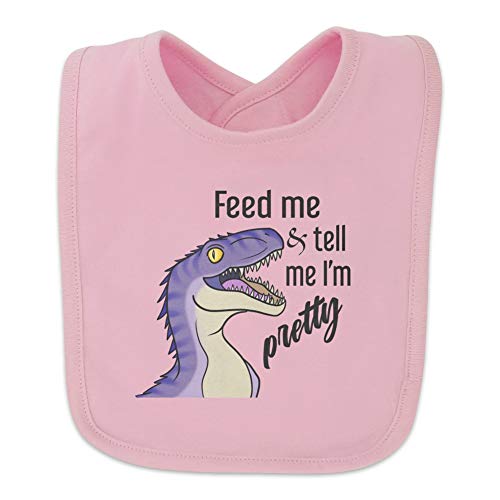 GRAPHICS & MORE Velociraptor Feed Me and Tell Me I'm Pretty Dinosaur Funny Baby Bib