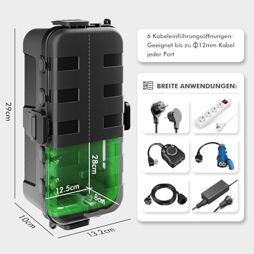 RESTMO Medium IP54 Kabelbox wasserdicht, Wetterfeste Kabelbox outdoor – Ansicht 2