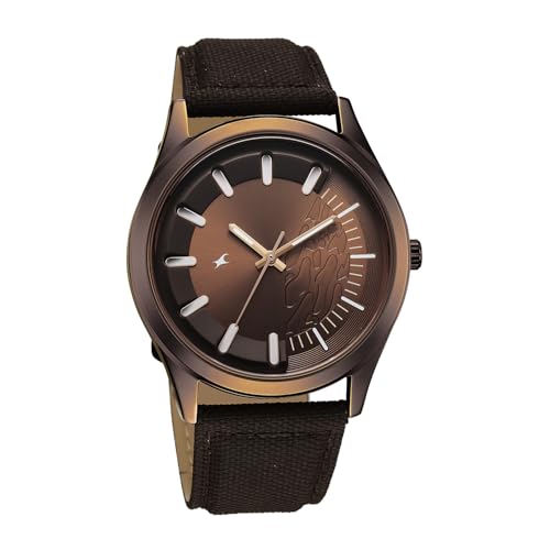 Image of Fastrack Wild Poison Dart Frogs Brown Dial Brown Leather Strap Watch for Men - 3317QL02