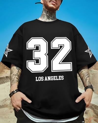 Image of AUSK Mens Loose Fit Oversized Printed Cotton T-Shirts Half Sleeve Drop Shoulder Men Tshirt