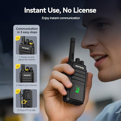 Image of Retevis RT21H 2 Way Radio Long Range, Walkie Talkies for Adults, Hidden Display, Heavy Duty Rechargeable Two Way Radios with Six-Way Charger, for Manufacturing Education Security(6 Pack)