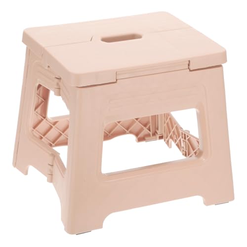 sourcing map 8 Folding Step Stool for Adults 88 lbs Capacity Non-Slip Step Stool with Handle Collapsible Foot Stools, Pink Small Stepping Stool for Bathroom, Bedroom, Kitchen