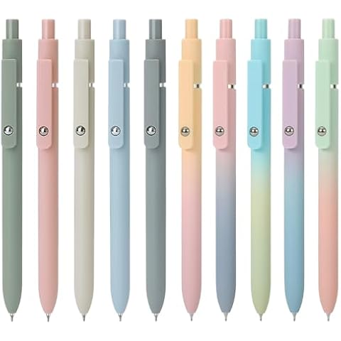 FIOVER 10pcs Black Ink Gel Pens, Include 5pcs Morandi 0.5mm Writing Pens & 5pcs Aesthetic 0.7mm Fine Point Smooth Writing Pen for Journaling, Office School Supplies Gifts for Women and Men Cover