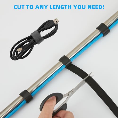 Image of 25 FT x 3 /4 inch Hook and Loop Roll, Reusable Fastening Cable Ties, Multi-Purpose Cable Management Wire Ties Cable Straps for Organizing Home, Office and Data Centers