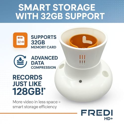 Image of FREDI HD PLUS WiFi Bulb Holder Camera | 1080p Full HD Video Recording | Works with Mobile & PC | 32GB Memory Card Support | Plug & Use AC 220V | Live View from Anywhere | Indoor Security for Home