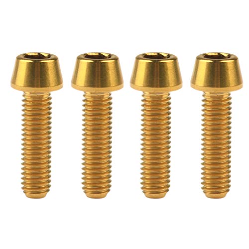 Image of Titanium Ti Bolt M5x9 16 18 20 25 30 35 40 45 50 55 60mm Tapered Head Screws Pack of 4 (M5x18mm, Gold)
