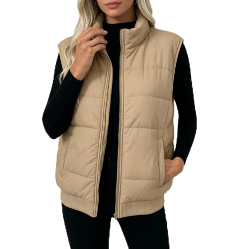 Women Quilted Puffer Vest Stand Collar Full Zip Winter Jacket 2026 - image 1