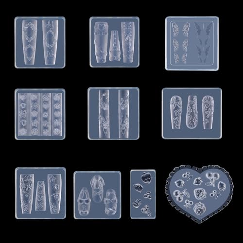 Molde de silicona para arte en uñas 3D con diseño de rosa y mariposa miniatura 4