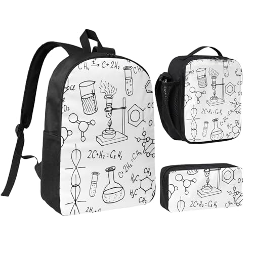 Sac à dos d'école chimie 3 pièces avec boîte à déjeuner et trousse EdWal
