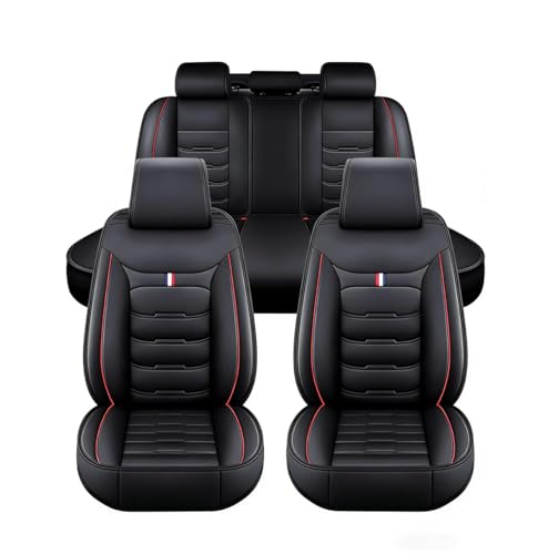 Fundas de Asientos Coche para Cadillac SRX(5seats) 2. Gen 2009 2016 Co Pilot/no/Air Outlet, Cuero Cómodo Duraderas Juego Completo Delanteros Traseros Cubreasientos Protección,A/Blackred