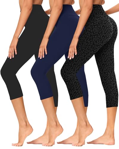 Image of GAYHAY High Waisted Capri Leggings for Women - Soft Slim Yoga Pants for Running Cycling Workout