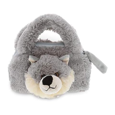 DolliBu Gray Wolf Plush Handbag - Super Soft Plush Stuffed Animal Purse for Children's Accessories, Kids Hand Bag Toy Purse, Pretend Play, Fluffy Dress Up Toy Purses for Girls & Boys Cover