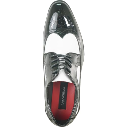 Image of VANGELO Men Dress Shoe TAB and Tux Oxford Formal Tuxedo for Prom Wedding Uniform Medium and Wide Width Black Grey Ivory White Patent