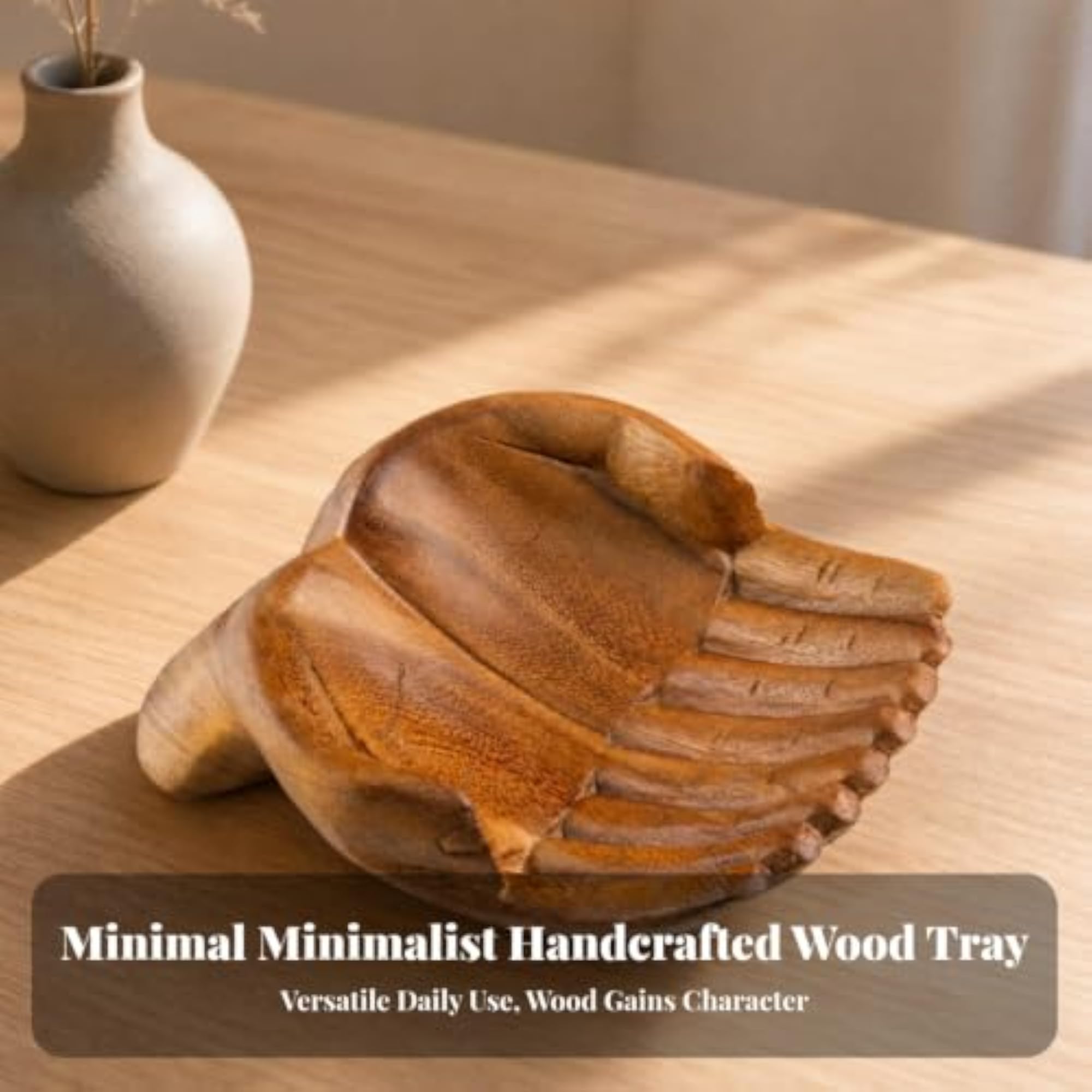 Polished Buddha Hand Decorative Tray Artisan Catchall Dish