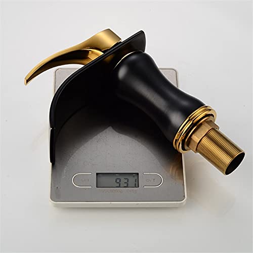 Robinet de salle de bain cascade noir et or pour vasque moderne