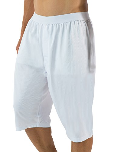 Casual Nights Men's Mesh Long Boxer Shorts 2 Pack - White4