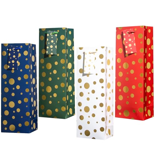 12PCS Wine Gift Bags with Gift Tags 13.7 Dots Bottle Bags for Men Womens Birthday Valentines Day Mothers Day Fathers Day Weddings Christmas Thanksgiving Halloween Easter ALL OCCATION
