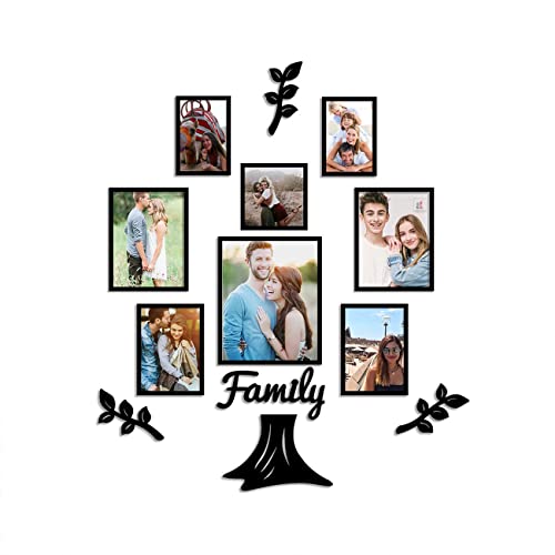 Image of Art Street Family Tree Photo Frame for Living Room Set of 13 Pieces with MDF Plaque Eco Series Picture Frame for Home Decor (3 Leaf,1 Trunk and 1 Family)
