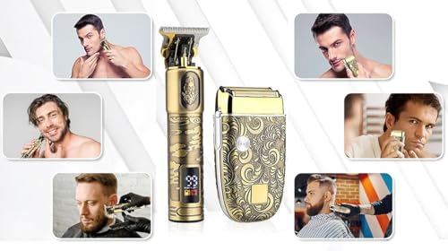 Professional-Hair-Clippers-for-Men-2PCS-Professional-Hair-Clippers-Set-T-Blade-Hair-Trimmers-Electric-Shavers-for-Men-Cordless-Beard-Trimmers