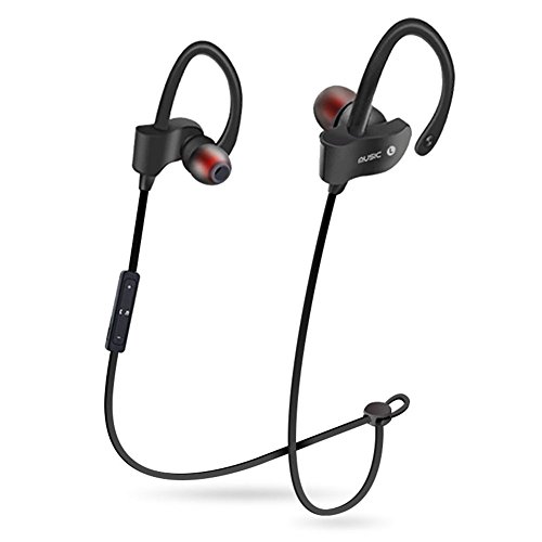 Auricular Bluetooth del Deporte, Auricular sin Hilos de Bluetooth 4.1 Headphone Sweatproof Earbuds del En-Odo Auriculares Estreos Ligeros con el Mic para el Ejercicio Corriente del Gym (Negro)