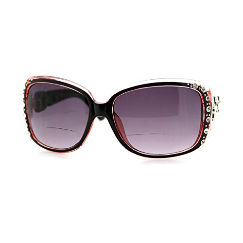 JuicyOrange Womens Bifocal Lens Sunglasses Oversized Square Rhinestone Frame