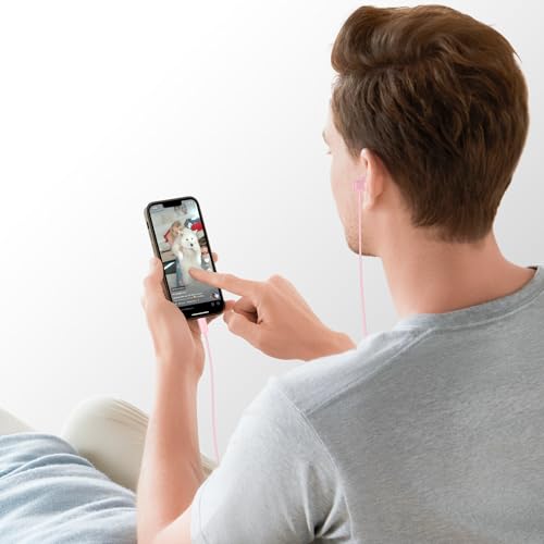 Fones de ouvido USB C com microfone para iPhone 16e 16 15 Pro Max, fone de ouvido esportivo com fio