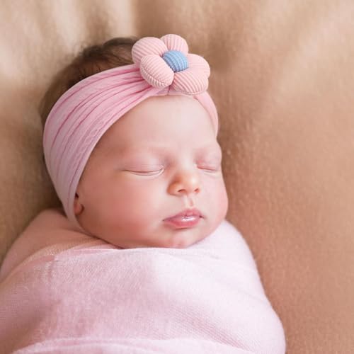 Image of BAKEFY - 3 Pcs Baby Flower Headbands Baby Girls Nylon Headbands Soft Hairbands Hair Accessories for Newborn Infant Toddler Kids