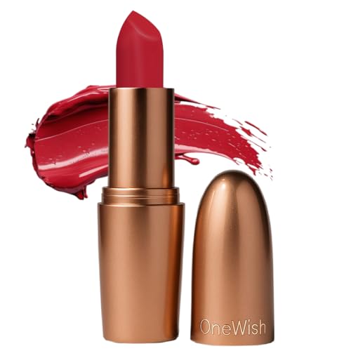 Image of One Wish Creamy Matte Lipstick - Not So Basic Red 28 | Long Lasting | Full Coverage | Smooth Finish | 3.8g