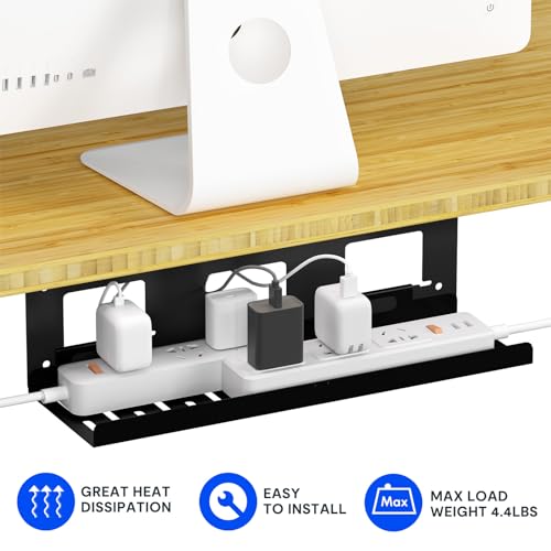 Image of FLEXISPOT Black Cable Tray Metal Raceway Wire Organizer Office Home Computer Cable Management for Standing Desk