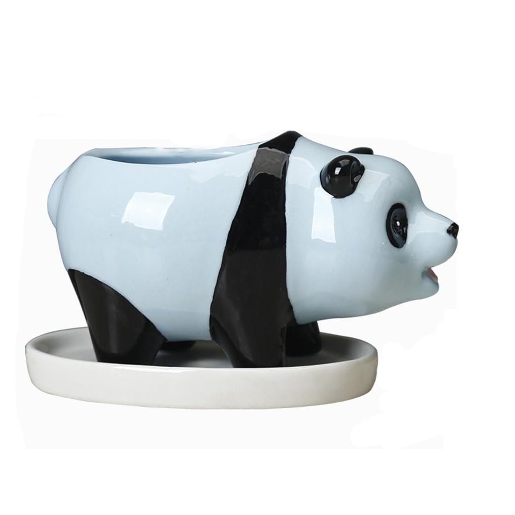 GELASIGE Flower Pots Panda Ceramic Flowerpot, Simple Creative Flowerpot, Home Decoration, Succulent Pot Decoration Outdoor Flower Pots(B)