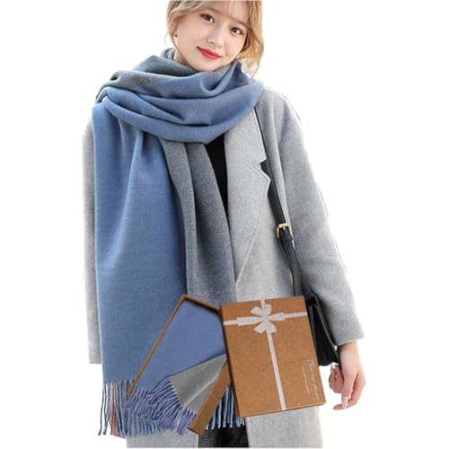 [Hoomoi] マフラー レディース 人気 カシミヤタッチ ストール 大判 マフラー ファッション 冬 厚手 両面 使える ギフトボックス付き 無地 学生 誕生日プレゼント フリンジ生地 襟巻き 秋冬定番 クリスマスプレゼントの商品画像（Amazon）