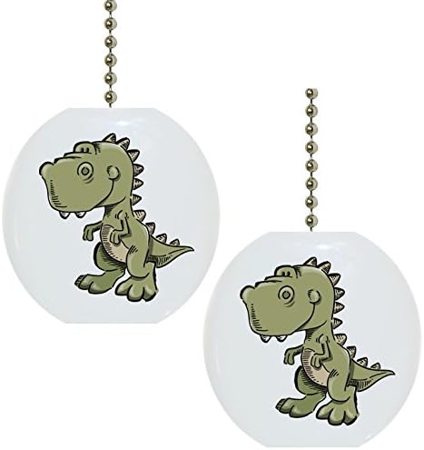 Set of 2 Baby T-rex Dinosaur Dino Solid Ceramic Fan Pulls