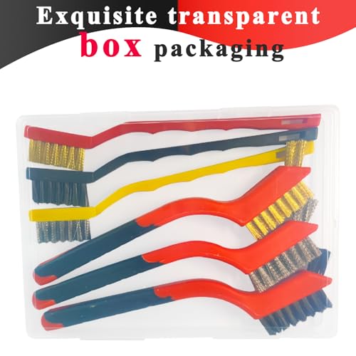 Image of Wire Brush Set Nylon Bristle Brushes for Cleaning Rust, Scratch Wire Brushes for Cleaning Welding Slag, Paint and Dirt Removal 6Pcs (Colorful)