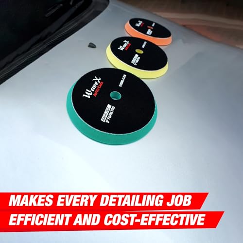 Image of Wavex 3-Inch Medium Cut Foam Pad for Car | Low Profile 20mm Design for Extreme Performance | Medium-Density Foam for Balanced Correction | Compatible with DA & Rotary Polisher | Washable & Reusable