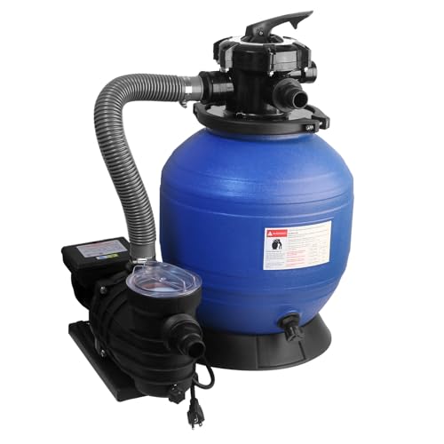 Sand Filter Pump High-Flo Sand Filter Pump System 14' Filter Tank Max 3600 GPH 3/4HP Pool Pump for Above Ground Swimming Pool,6-Way Multi-Port Valve & Strainer Basket,Easy Installation for Pools