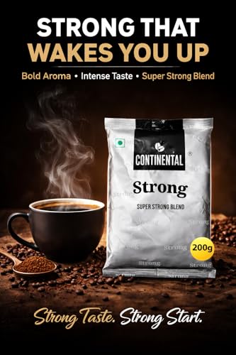 Image of Continental Super Strong Instant Coffee Powder 1kg (5 x 200g) - Extra Strong Bold Taste, Rich Aroma - Economy Bulk Value Pack - Instant Coffee for Home, Office & Daily Use - Hot & Cold Coffee