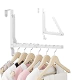 Over Door Hanger, Heavy Duty Portable Over The Door Hooks for Hanging Clothes, Double Folding Clothes Drying Rack for Laundry, Bathroom, Bedroom, Travel Storage and Drying (White, 1 Pack-Update)