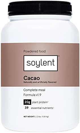 Soylent Complete Nutrition Meal Replacement Protein Powder, Cacao - Plant Based Vegan Protein, 39 Essential Nutrients - 36.8oz