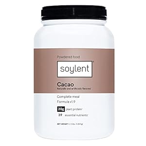 Soylent Complete Nutrition Meal Replacement Protein Powder, Cacao – Plant Based Vegan Protein, 39 Essential Nutrients – 36.8oz