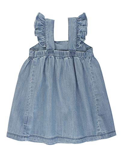 RuffleButts Baby/Toddler Girls Light Wash Denim Flutter Bow Dress - 0-3m4