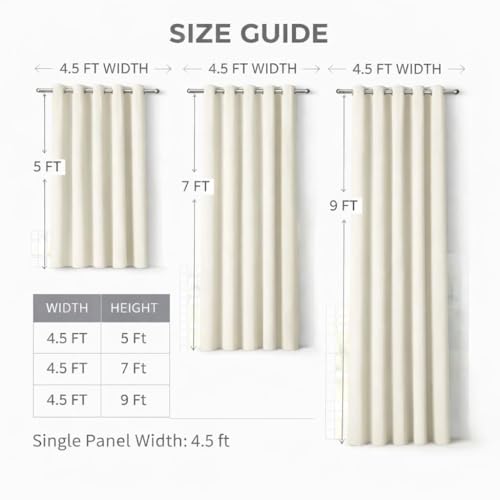 Image of Blackout Curtains for Bedroom Pack of 2 - Cream 7 Feet Long, 4.5 Ft Wide, Thermal Insulated Room Darkening Curtains, Light Blocking, Noise Reducing & Energy Saving Drapes (7 x 4.5 Ft)