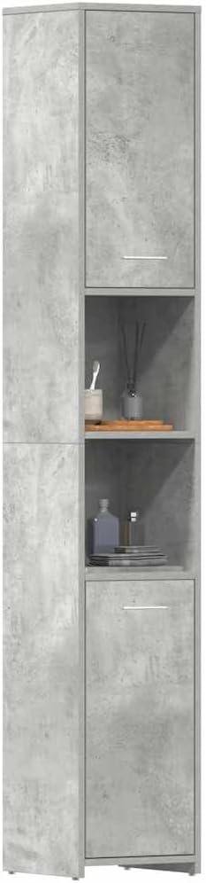 Bathroom Cabinet Concrete Gray Engineered Wood Tall with 2 Doors and 6 Shelves 11.8 x 11.8 x 72.2 in Storage for Bathroom Vanity Set and Minimalist Vanity Combo