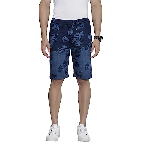 Image of The Indian Garage Co Men Regular Fit Solid Mid-Rise Denim Shorts