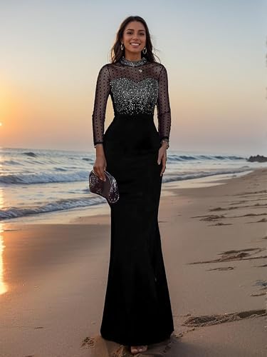 Image of Figdaw High Slit Sexy Evening Gowns Long Prom Dress for Women Formal Elegant